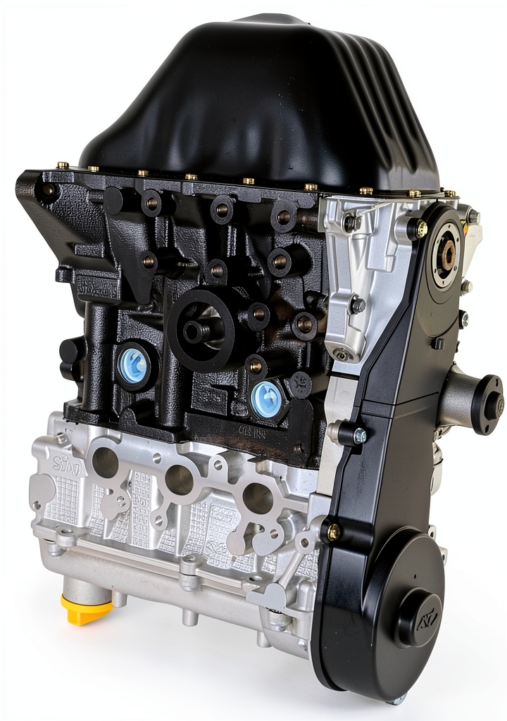 Installing INGKAN SQR372 Engine Assembly Long Block on a wooden workbench