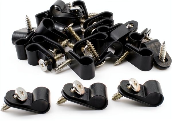 5/16 Inch R-Type Clip Clamp Lamvbls Black Nylon Cable Clip 60 PCS-3