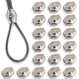 20PCS 1/8 Inch Cable Clamps M3 Stainless Steel Wire Rope Clamp Simplex Single Wires Rope Clips, Small Metal Bolt Cable Clip for 1.5-3mm Wire Cables-0