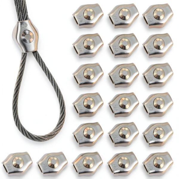 20PCS 1/8 Inch Cable Clamps M3 Stainless Steel Wire Rope Clamp Simplex Single Wires Rope Clips, Small Metal Bolt Cable Clip for 1.5-3mm Wire Cables-0