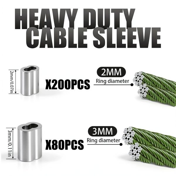 Aluminum Crimping Loop Sleeve Ferrule 280pcs Double Barrel - QCSZAO-1