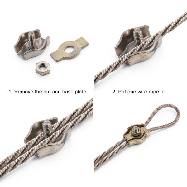 M3 Simplex Single Bolt Wire Rope Clips, 12 Pcs M3 Stainless Steel Wire Rope Cable Clip Clamp for Rigging, Hanging Banners-3