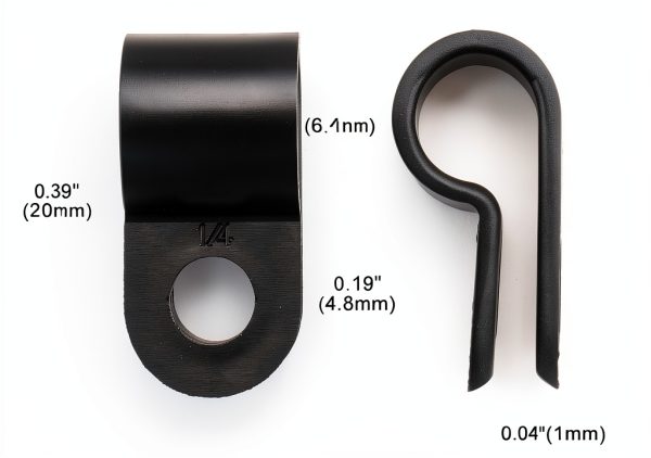 Baomain 1/4 Inch R Type Cable Clamp UC-1 Black Nylon Pack of 100-1