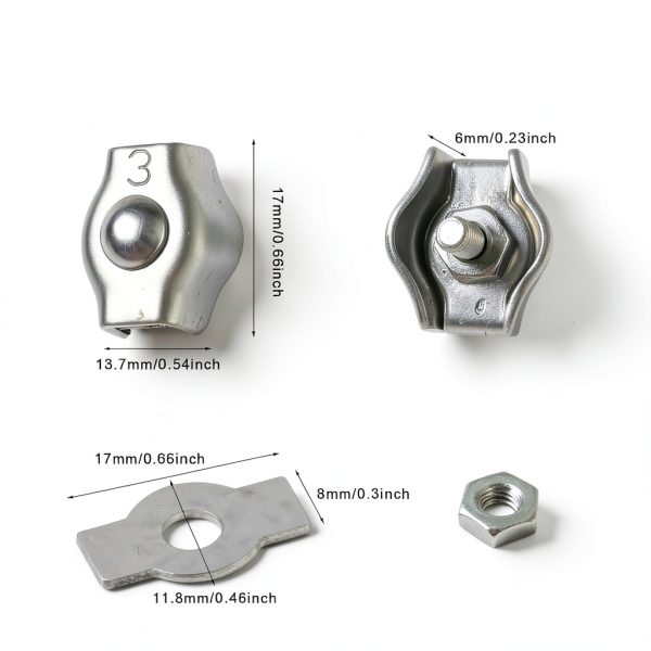 M3 Simplex Single Bolt Wire Rope Clips, 12 Pcs M3 Stainless Steel Wire Rope Cable Clip Clamp for Rigging, Hanging Banners-1
