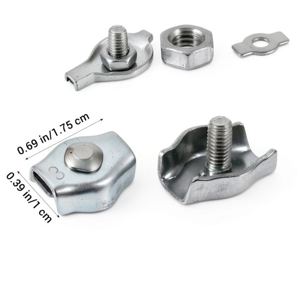 20PCS 1/8 Inch Cable Clamps M3 Stainless Steel Wire Rope Clamp Simplex Single Wires Rope Clips, Small Metal Bolt Cable Clip for 1.5-3mm Wire Cables-1