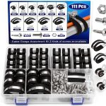 Cable Clamps Comkrivy 111 piece 10-Size Stainless Steel Pipe Clamp Kit-0