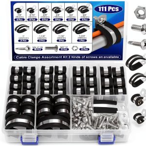 Cable Clamps Comkrivy 111 piece 10-Size Stainless Steel Pipe Clamp Kit-0