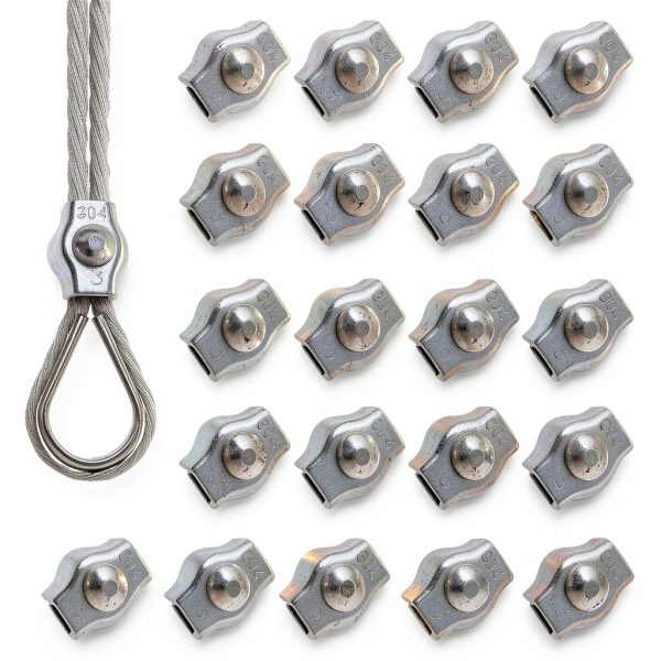 Loghohu 20-piece 1/8 inch M3 Wire Rope Clamp 304 Stainless Steel-0