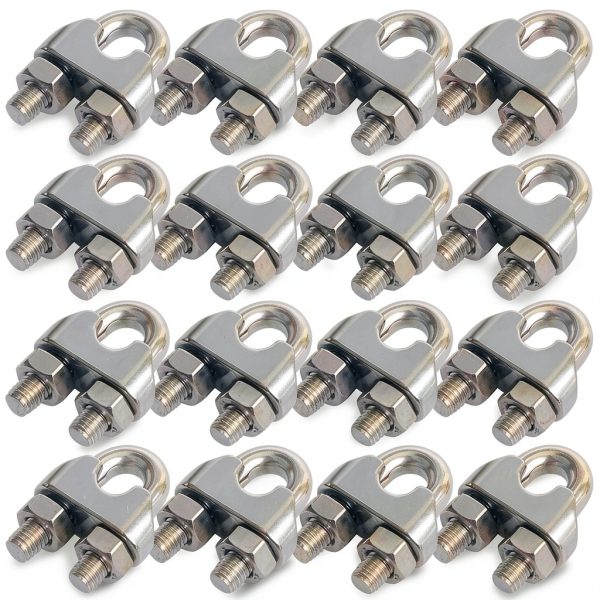 16 Pack 1/4 Inch M6 Wire Rope Clip Clamp, 304 Stainless Steel, Cozihom-0