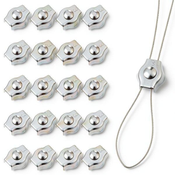 M3 Steel Wire Rope Cable Clip Clamp Zelphvt 20 pcs 1/8 inch anti slip-0