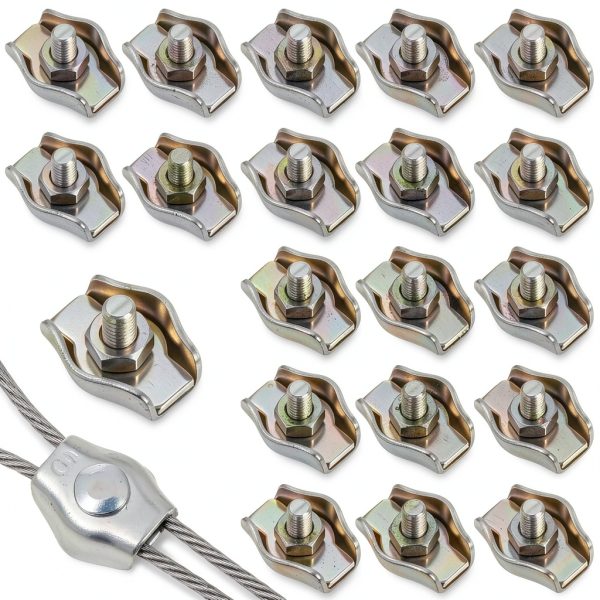 1/8 Inch M3 Wire Rope Clips 20pcs Stainless Steel Bolt Clamp GEEHUA-0
